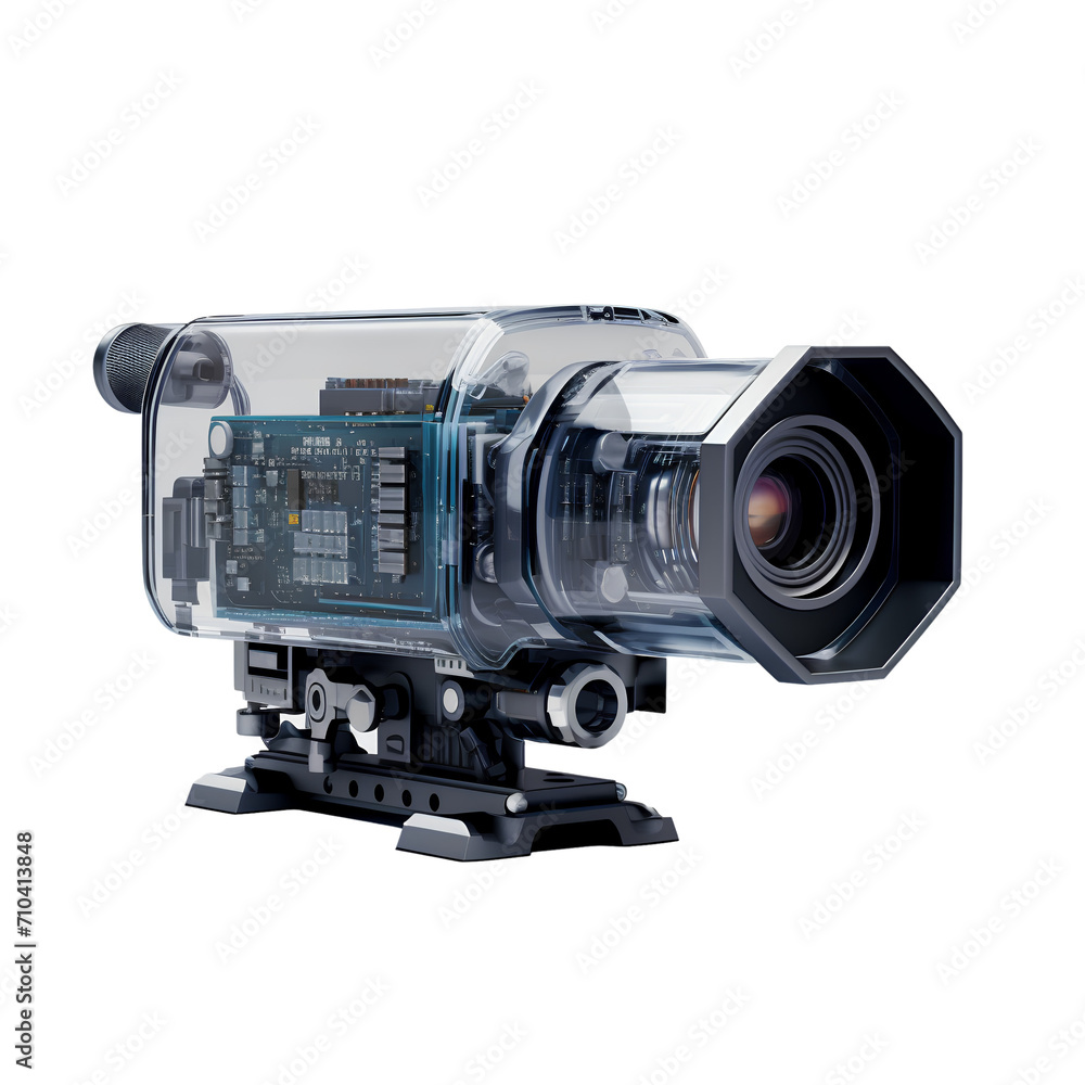 Imaginary modern camera, video camera, isolated on transparent background