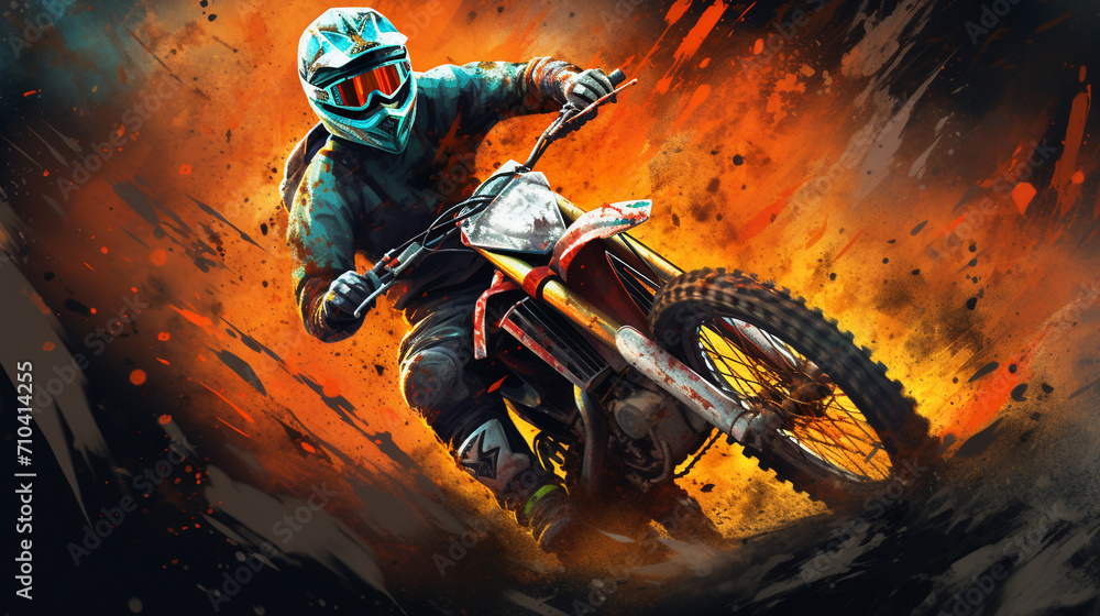 Daredevil Rush: Trailblazing Rider Blasting Through in Wide Format Adventure