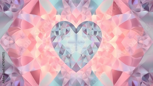 symmetrical heart kaleidoscope pastel background