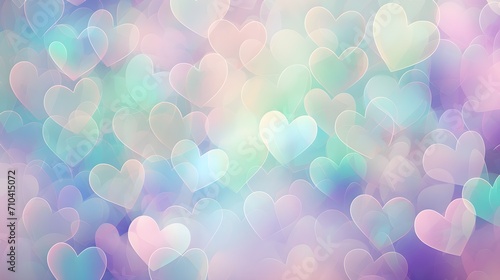 abstract holographic valentine day background with hearts