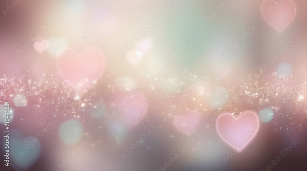 abstract holographic valentine day background with hearts