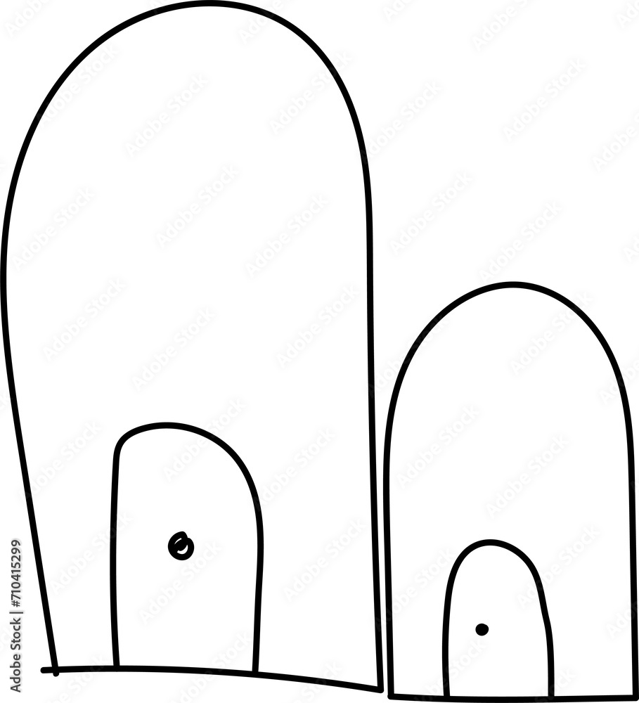 Hand drawn house illustration on transparent background.
