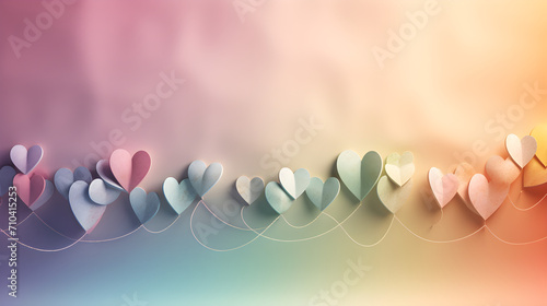 abstract pastel girly valentine day background with hearts photo