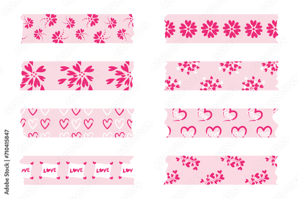 Set of Valentines Day decoration and Valentines Day washi tape. Set of Valentines Day decoration and Valentines Day washi tape.
