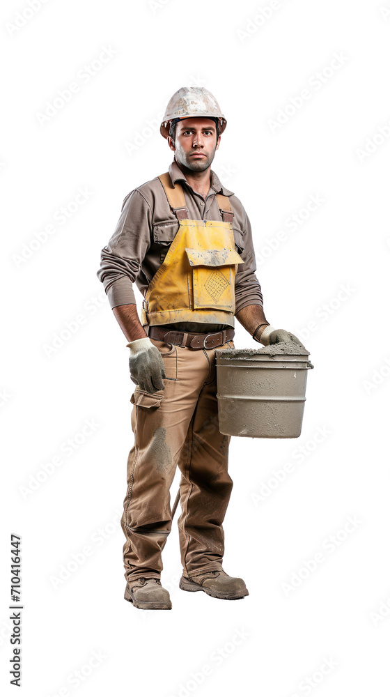 Bricklayer, fully standing, alone in the studio. has a transparent background Bricklayer, fully standing, alone in the studio. has a transparent background