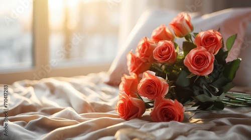 Häusliche Romantik: Rosenstrauß im Morgenlicht