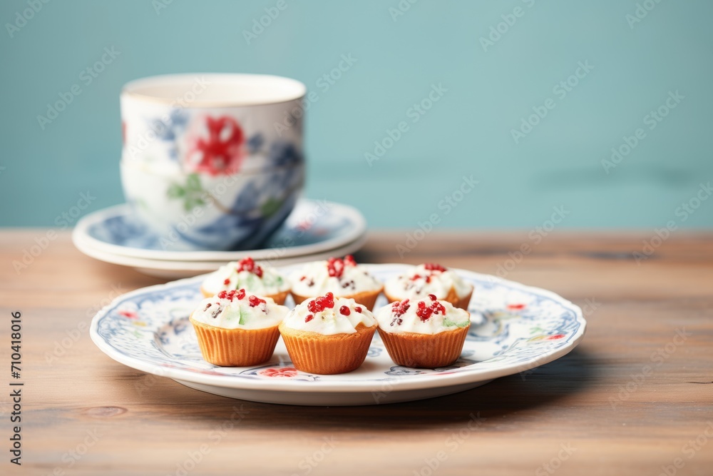 muffins with cranberries on a ceramic plate