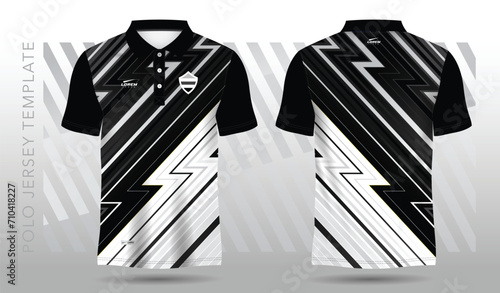 black and white abstract polo jersey sport design