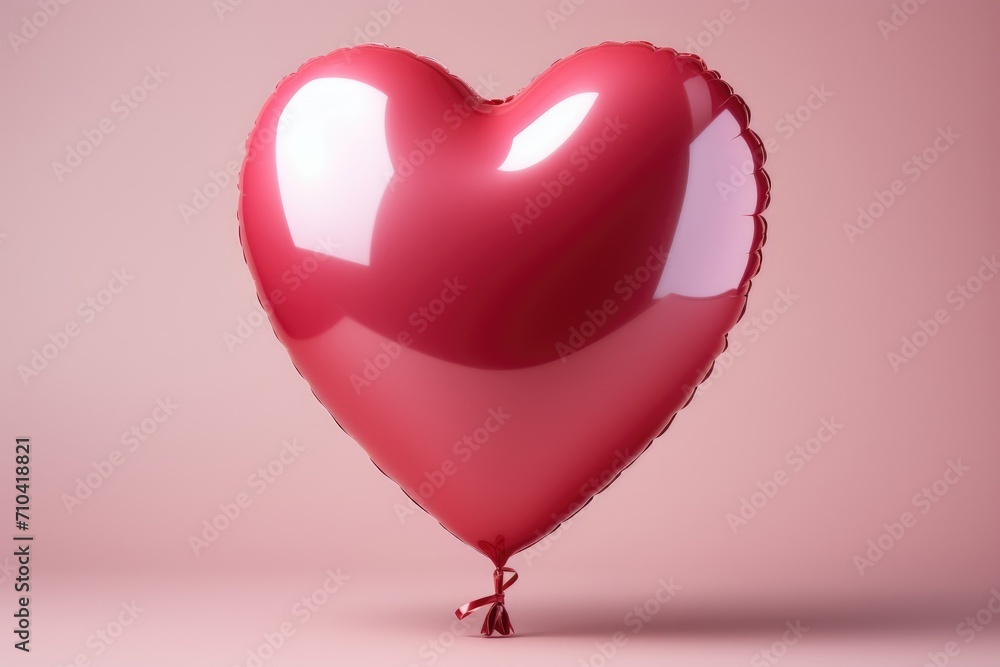 Pink heart shape glossy ballon in the isolated background. Heart ballon for happy valentine banner
