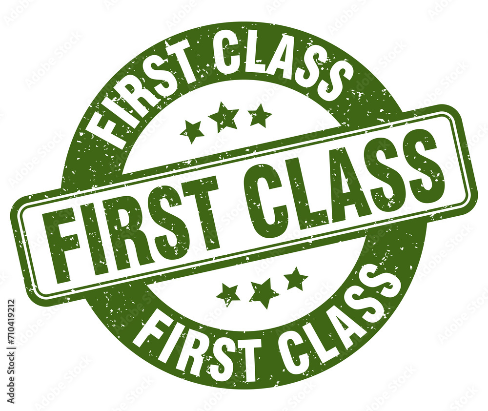 first class stamp. first class label. round grunge sign first class stamp. first class label. round grunge sign