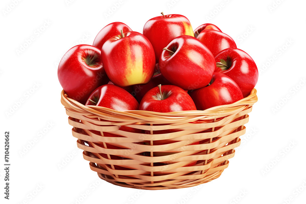 Basket full of ripe apples on transparent background. Generative ai design. Basket full of ripe apples on transparent background. Generative ai design.