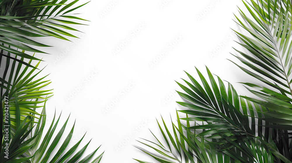 white background with coconut leave and copy space.