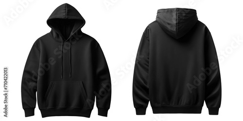 Black hoodie isolated background. Transparent PNG photo