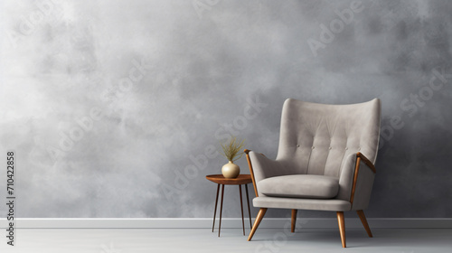 Comfortable armchair near light grey wall indoors. photo
