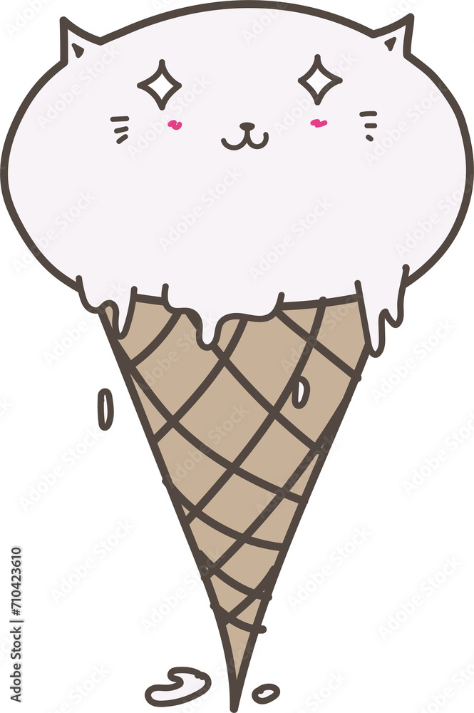 Hand drawn cute animal ice cream illustration on transparent background. Hand drawn cute animal ice cream illustration on transparent background.