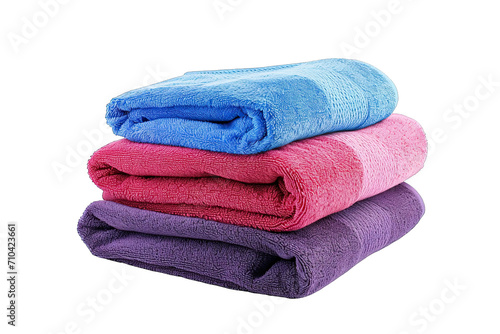 Three different color towel isolated on white background