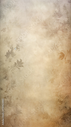high narrow background, vertical autumn wall parchment, with light floral ornament of autumn leaves
