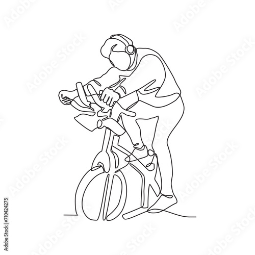 One continuous line drawing of a people doing gym or fitness activity at the fitness center vector illustration. gym and fitness  illustration in simple linear style vector concept continuous line
