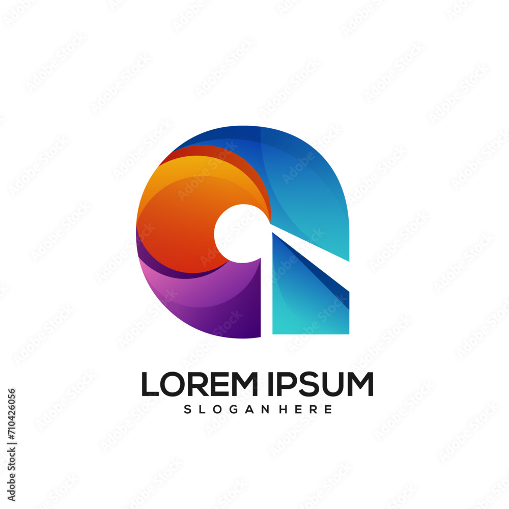 Logotype of O letter logo gradient colorful