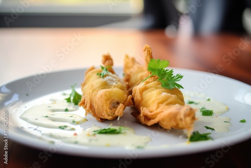 gourmet tempura artichokes with a garlic sauce