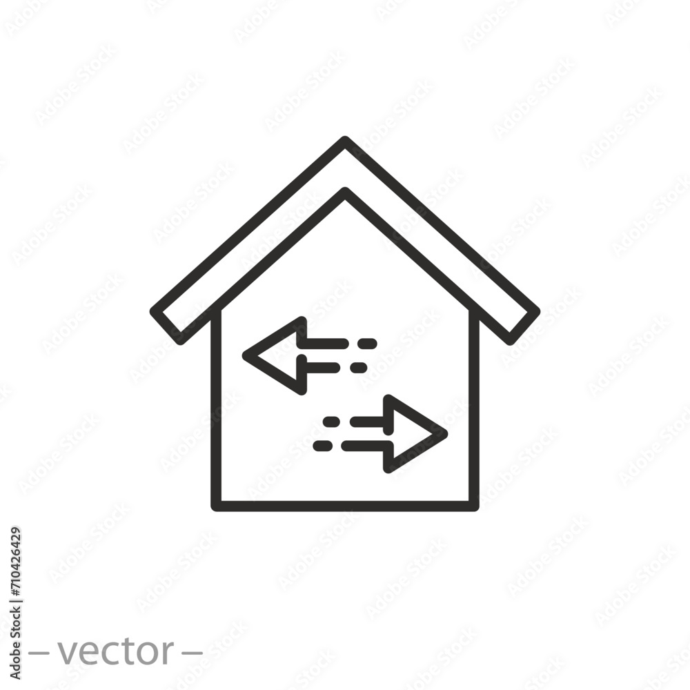 inside the house icon, designation for indoor use, for interior work, thin line symbol on white background - editable stroke vector illustration eps10 inside the house icon, designation for indoor use, for interior work, thin line symbol on white background - editable stroke vector illustration eps10