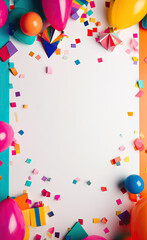 A birthday background with a white frame in the middle 