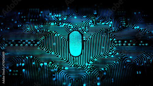fingerprint detector, sensor pattern of papillary lines on a computer chip, fictional graphics photo
