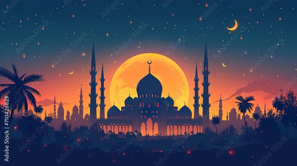 silhouette of mosque at sunset