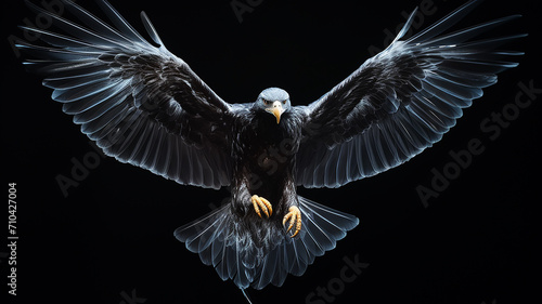 eagle, large bird of prey on a black background, art, fantasy, unusual bright predator