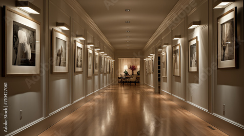 A gallery-style hallway with recessed lighting © Katrin_Primak