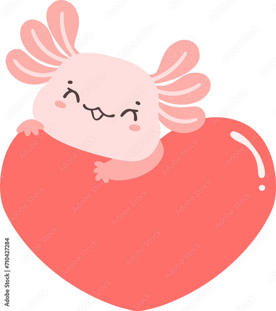 Axolotl Valentine with heart Axolotl Valentine with heart