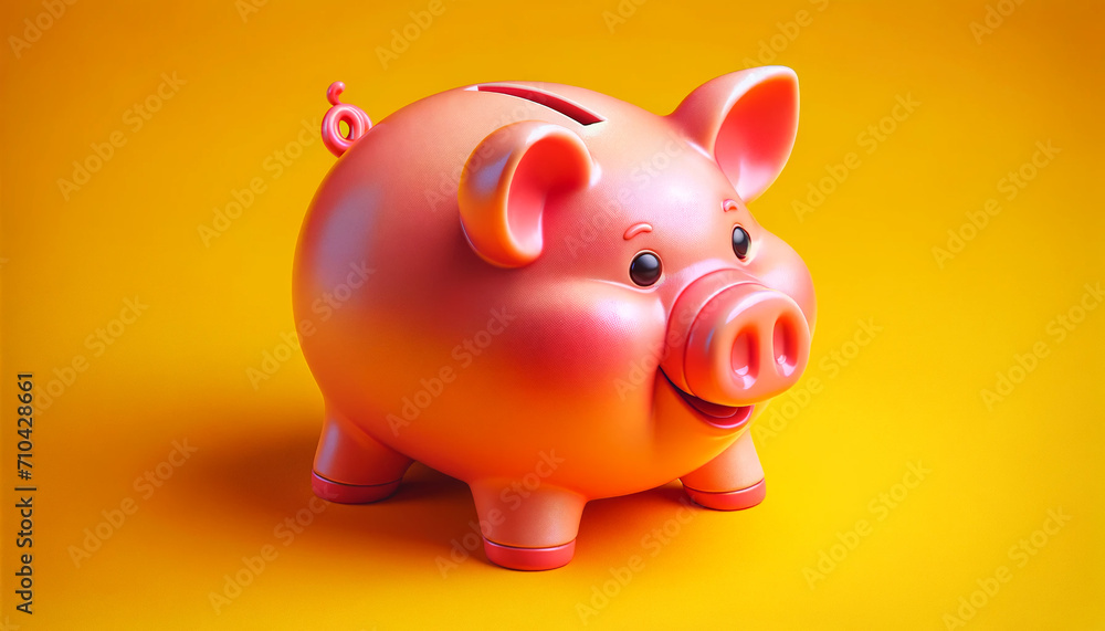 piggy bank on a yellow background piggy bank on a yellow background