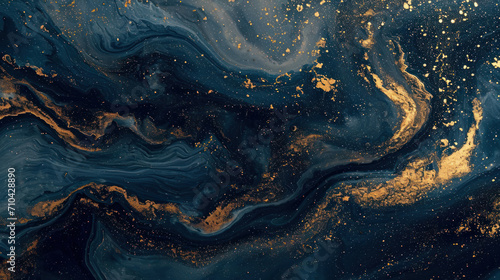 Abstract dark blue background with golden splash as wallpaper illustration