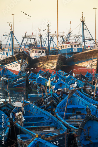 Beautiful colors in the port of fishermen in Essaouira, Morocco