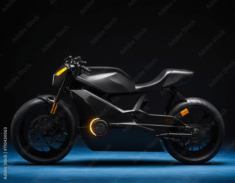 New modern electric motorbike on dark background New modern electric motorbike on dark background