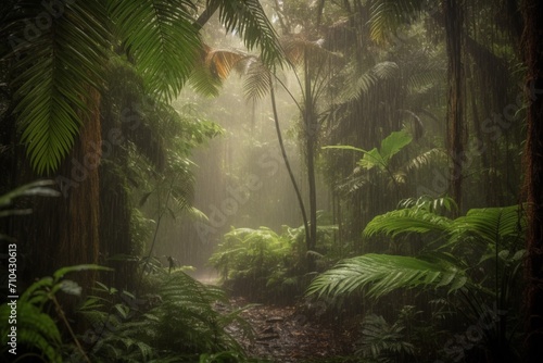 Lush Wonderland  A Captivating View of a Tropical Forest  Nature s Verdant Symphony in Full Bloom. Ideal for Adding Tropical Vibes and Breathtaking Greenery