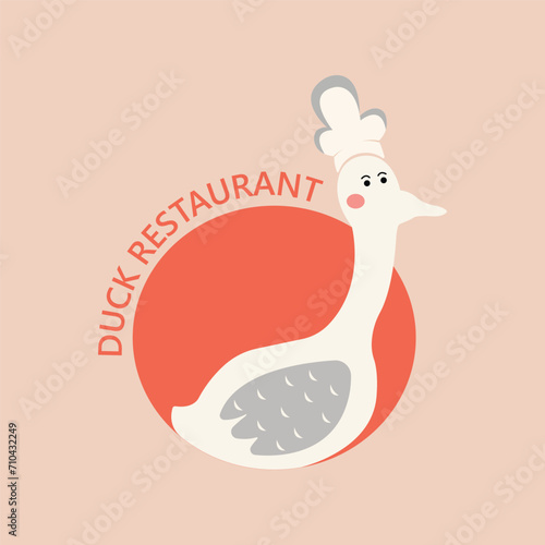 retro simple concept duck restaurant logo design suitable for business