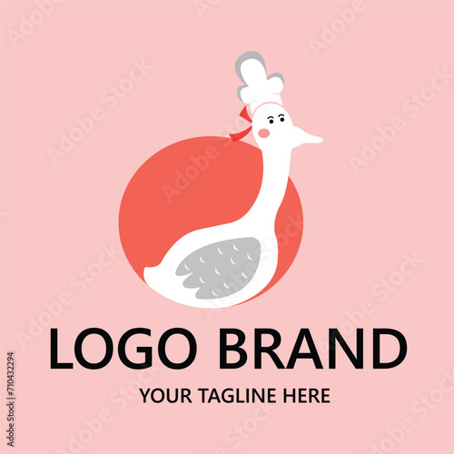 retro simple concept duck restaurant logo design suitable for business