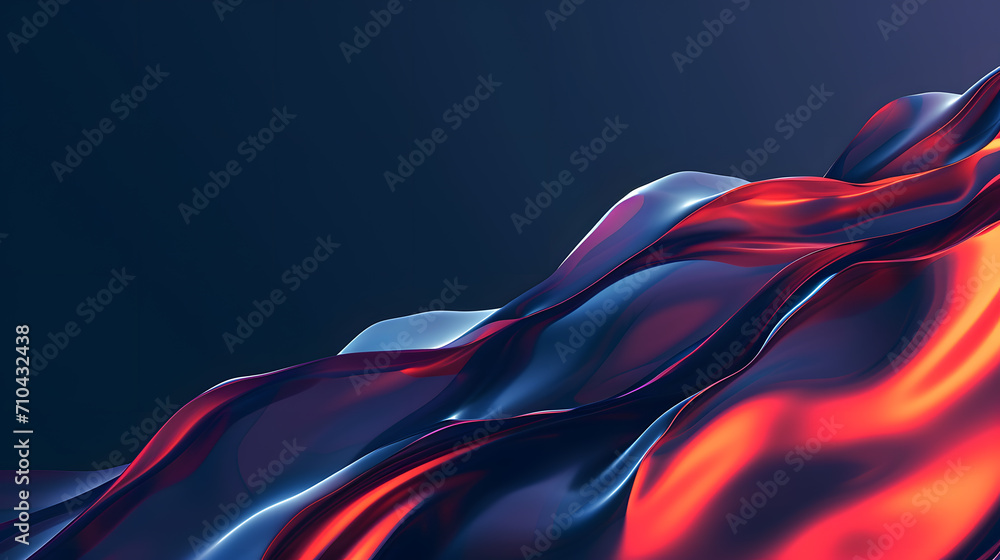 Obraz premium Flowing Innovative Liquid Metal Dynamic Flow. Contemporary Abstract Background in minimalist and clean background for presentation. Futuristic and technology concept with blank space for text.