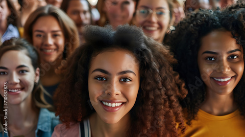 Multicultural interracial group of people smiling looking at the camera