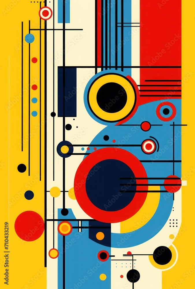 Obraz premium pattern of geometric shapes and circles. abstract style geometric shapes. modern decorative poster with shapes
