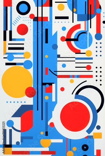 pattern of geometric shapes and circles. abstract style geometric shapes. modern decorative poster with shapes