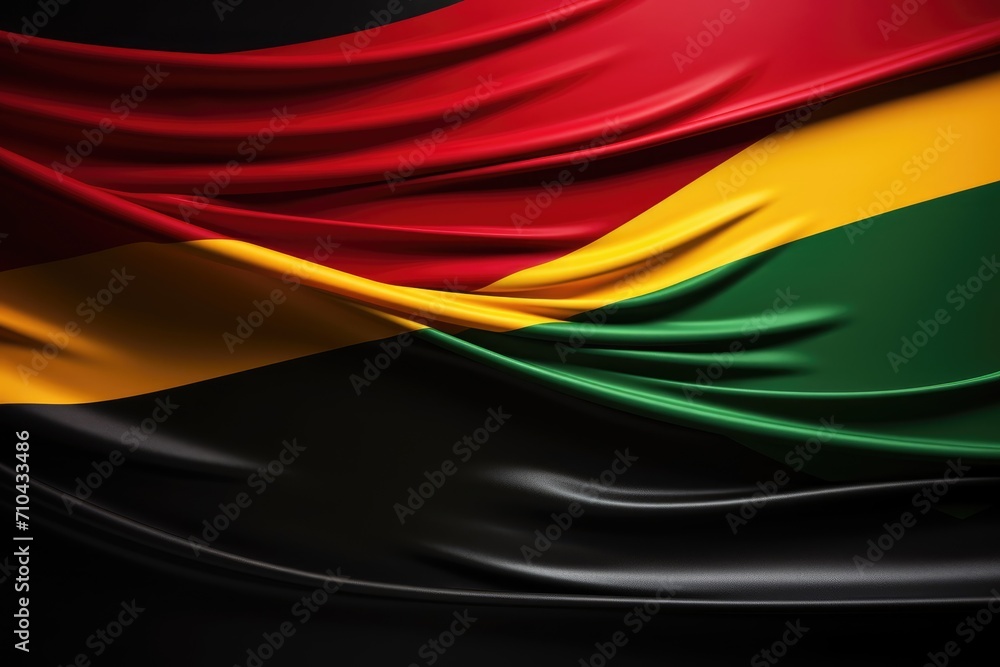 Black History Month background. Abstract color flag on black paper background. African American history month celebration.