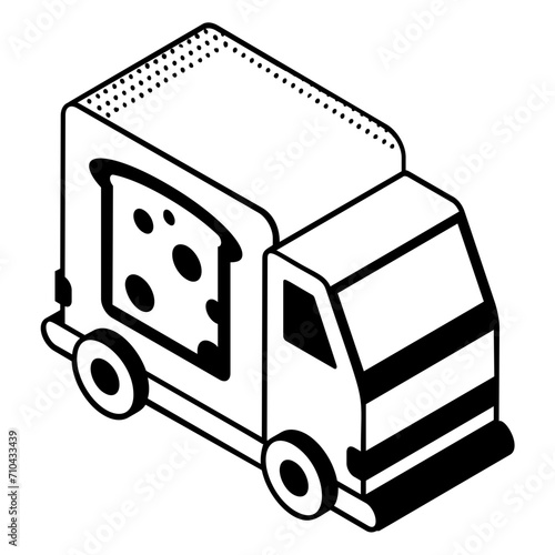 Mobile confectionery Unit isometric concept, Food Truck Hand drawn vector, Bakery and Baker drawings, food preparation and Kitchen Utensil Sketch Culinary Doodle stock illustration