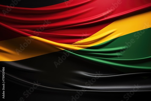 Obraz na płótnie Black History Month background. Abstract color flag on black paper background. African American history month celebration. w salonie