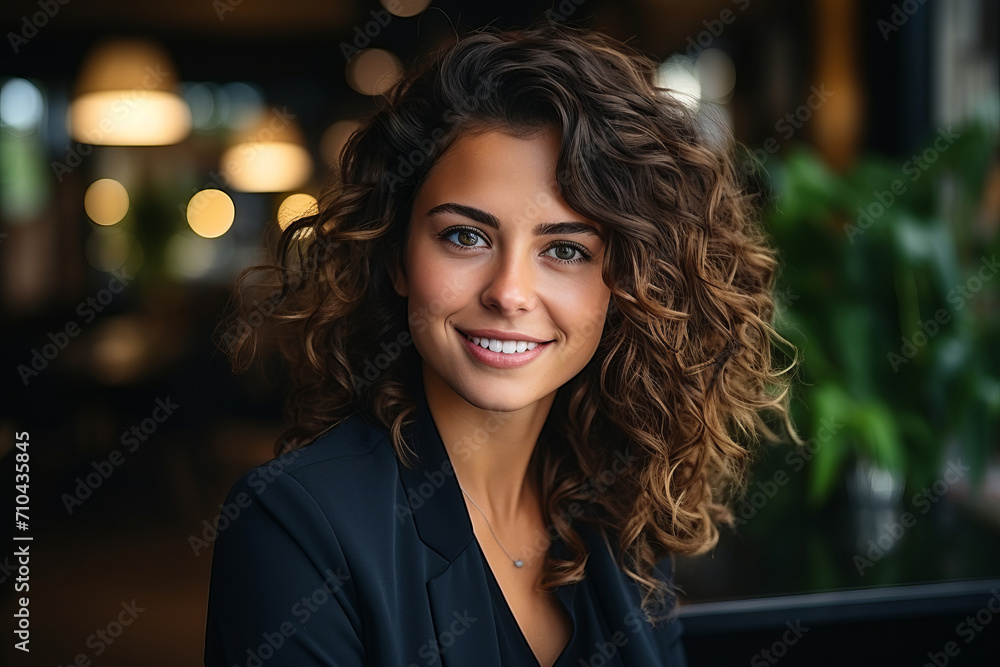Fototapeta premium A handsome businesswoman in a office.