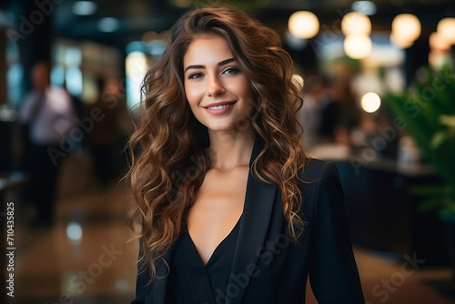 A handsome businesswoman in a office.