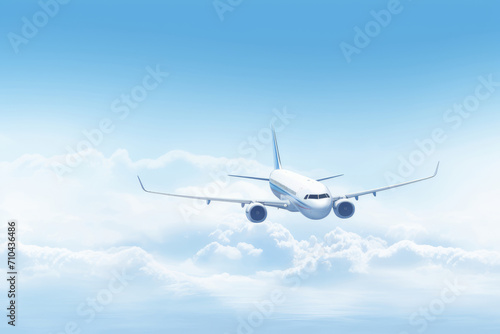 Passenger plane in the blue sky