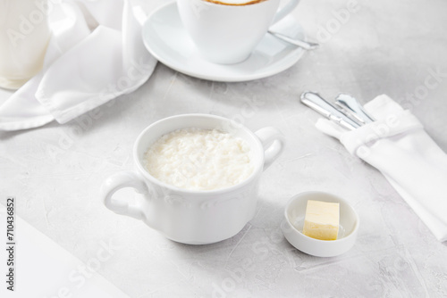 Rice porridge with butter  breakfast 