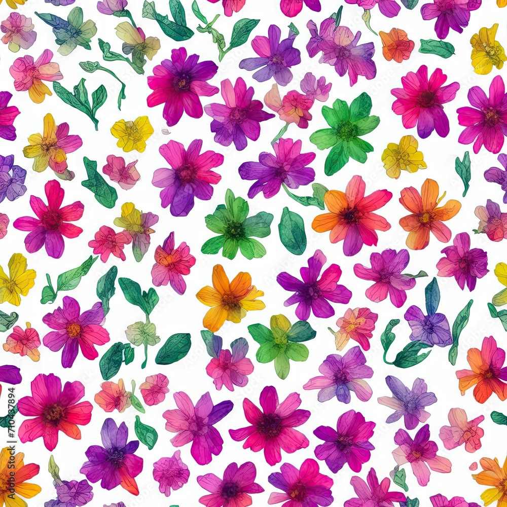 Flowers. Abstract seamless pattern. AI generated. Flowers. Abstract seamless pattern. AI generated.